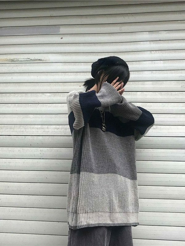 Y2K Striped Knit Pullover Sweater, Harajuku Style, Cozy and Stylish