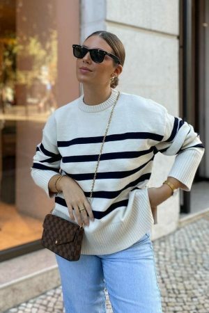 Y2K Striped Knitted Oversized Sweater for Women