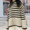 Y2K Striped Oversized Knit Sweater for Women