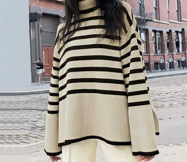 Y2K Striped Oversized Knit Sweater for Women