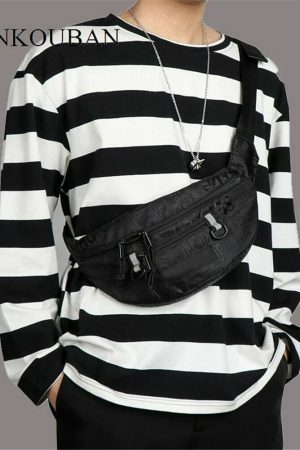 Y2K Striped Oversized Long Sleeve Punk Gothic Vintage Tee