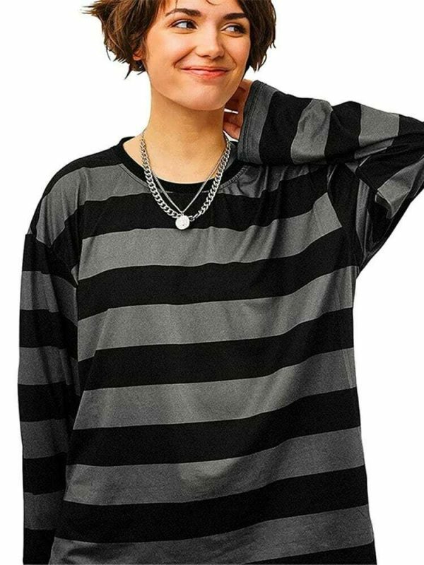 Y2K Striped Oversized Long Sleeve Punk Gothic Vintage Tee