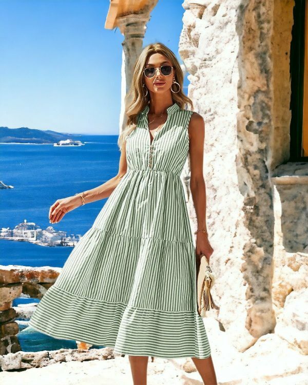 Y2K Striped Shirt Dress | Vintage Boho Sundress for Women