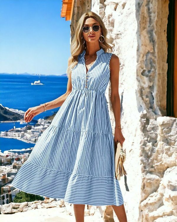 Y2K Striped Shirt Dress | Vintage Boho Sundress for Women