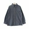 Y2K Striped Streetwear Shirt with Vintage Korean Design