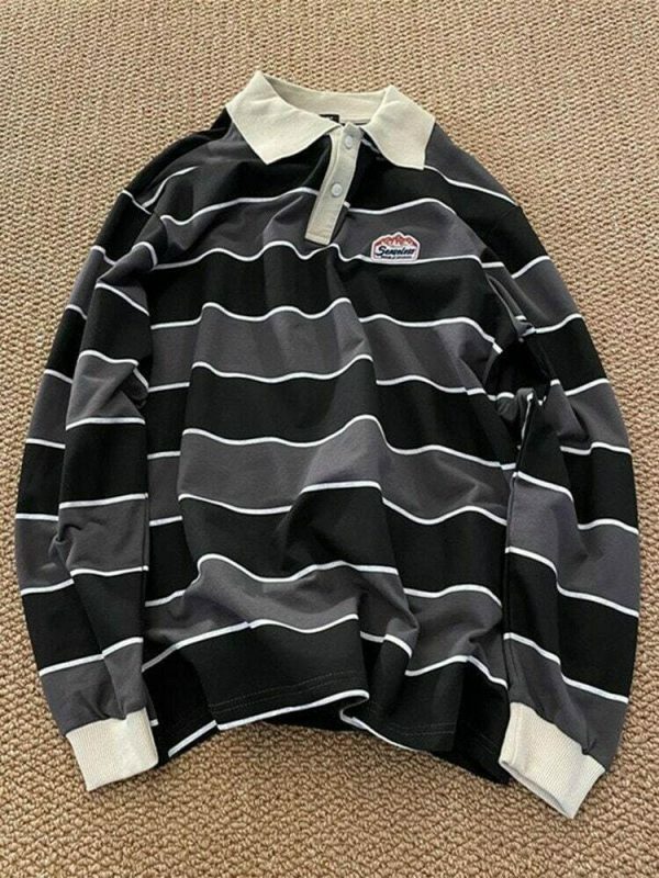 Y2K Striped Vintage Sweatshirt - Harajuku Streetwear