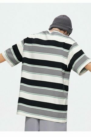 Y2K Striped Vintage T-shirt for Couples