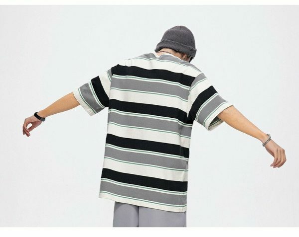 Y2K Striped Vintage T-shirt for Couples