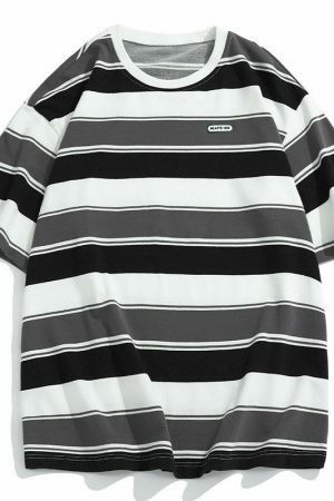 Y2K Striped Vintage T-shirt for Couples