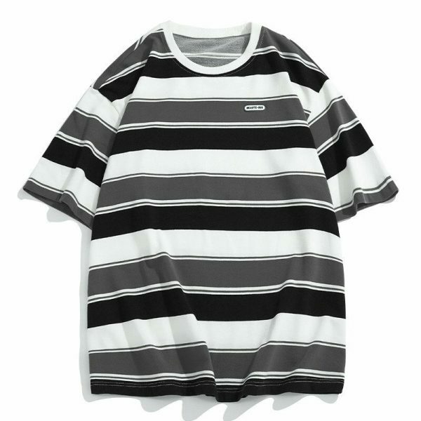 Y2K Striped Vintage T-shirt for Couples