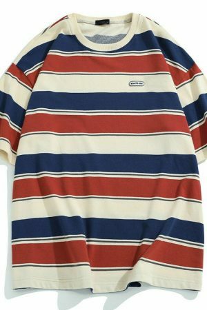 Y2K Striped Vintage T-shirt for Couples