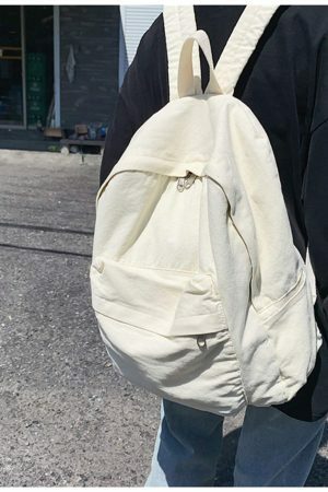 Y2K Style Canvas Backpack for Women - Large Capacity Streetwear Bag