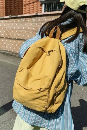 Y2K Style Canvas Backpack for Women - Large Capacity Streetwear Bag