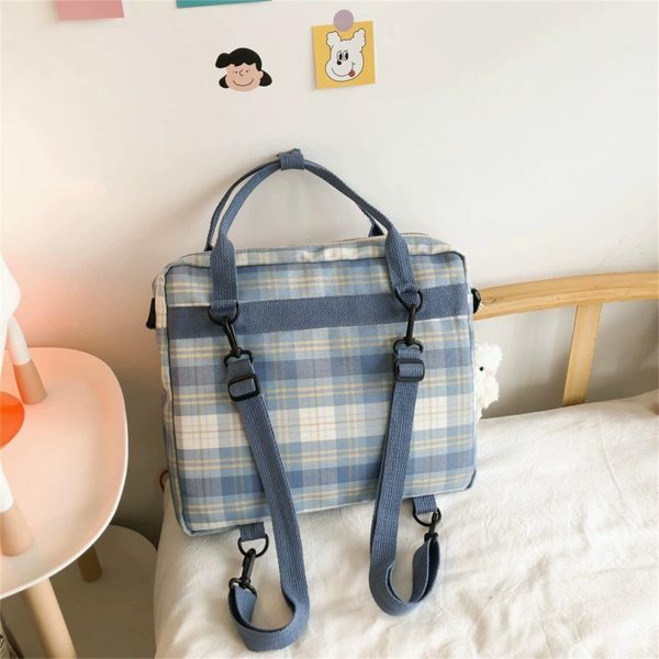 Y2K Style Canvas Backpack Shoulder Bag for Women - Streetwear Fashion Travel Tote - Korean Japanese Kawaii