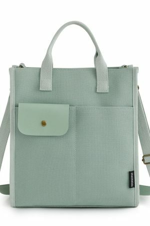 Y2K Style Canvas Messenger Bag with Multiple Pockets