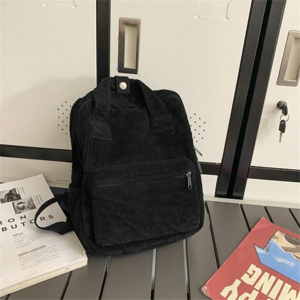 Y2K Style Corduroy Backpack for Women - Retro Streetwear Travel Bag