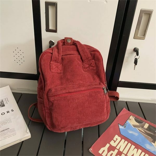 Y2K Style Corduroy Backpack for Women - Retro Streetwear Travel Bag