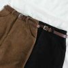 Y2K Style Corduroy Pants with Wide Leg Fit and Stylish Belt