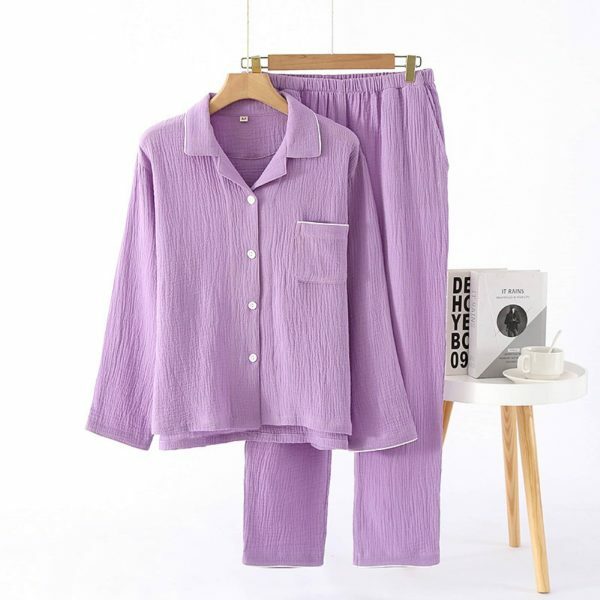 Y2K Style Crepe Cotton Pajama Set for Women, Loose Cut, Perfect for Home Relaxation, Ideal Gift for Her