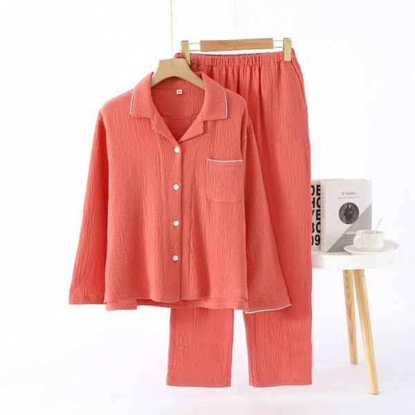 Y2K Style Crepe Cotton Pajama Set for Women, Loose Cut, Perfect for Home Relaxation, Ideal Gift for Her