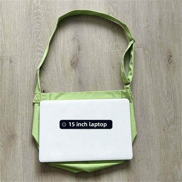 Y2K Style Green Canvas Multi-Pocket Tote Bag for Women