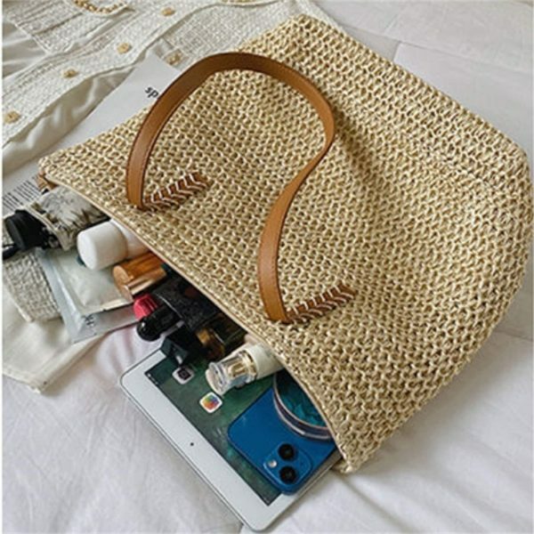 Y2K Style Handmade French Market Straw Shoulder Bag