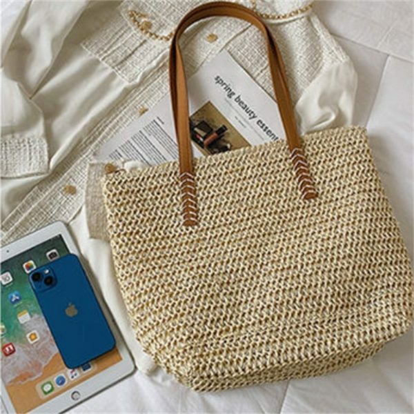 Y2K Style Handmade French Market Straw Shoulder Bag