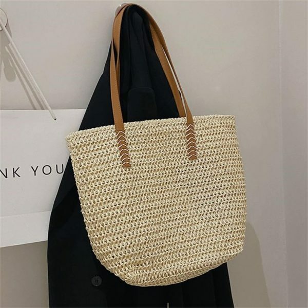 Y2K Style Handmade French Market Straw Shoulder Bag