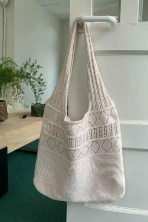 Y2K Style Handmade Knitted Woven Shoulder Bag