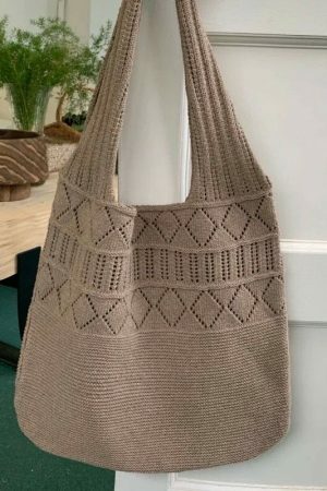 Y2K Style Handmade Knitted Woven Shoulder Bag