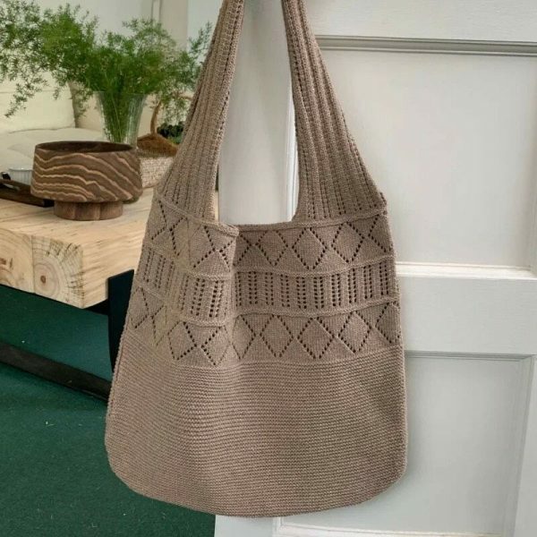 Y2K Style Handmade Knitted Woven Shoulder Bag