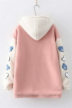 Y2K Style Hooded Lamb Wool Winter Coat for Fashionable Students