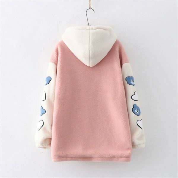 Y2K Style Hooded Lamb Wool Winter Coat for Fashionable Students