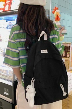 Y2K Style Japanese Korean Campus Backpack for Girls - Streetwear Canvas Student Bag for Travel and School - Mother's Day Gift