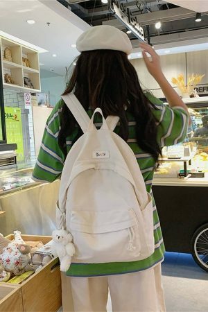 Y2K Style Japanese Korean Campus Backpack for Girls - Streetwear Canvas Student Bag for Travel and School - Mother's Day Gift