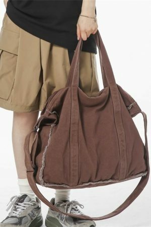 Y2K Style Japanese Shoulder Bag with Faux Fur Detail