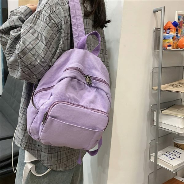 Y2K Style Mini Canvas Backpack for Women - Multi-Style Small Shoulder Bag in Solid Colors, Korean Fashion Gift for Her