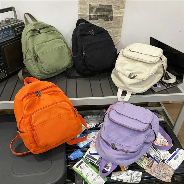 Y2K Style Mini Canvas Backpack for Women - Multi-Style Small Shoulder Bag in Solid Colors, Korean Fashion Gift for Her