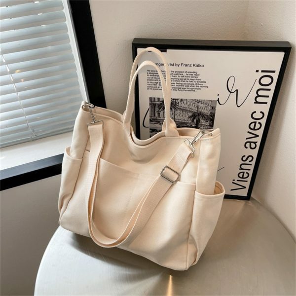 Y2K Style Multi-Pocket Canvas Crossbody Tote Bag