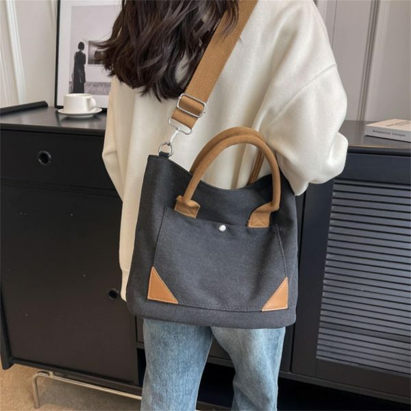 Y2K Style Multi Pocket Canvas Tote Bag for Women - High Capacity Zipper Shoulder Bag with Streetwear Aesthetics