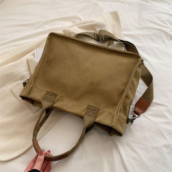 Y2K Style Multi-Pocket Canvas Tote Bag for Women