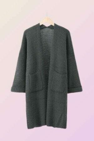 Y2K Style Oversized Knitted Cardigan with Fluffy Texture