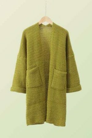 Y2K Style Oversized Knitted Cardigan with Fluffy Texture