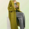 Y2K Style Oversized Knitted Cardigan with Fluffy Texture