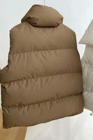 Y2K Style Padded Puff Vest with Drawstring Waist - Women's Streetwear Fashion