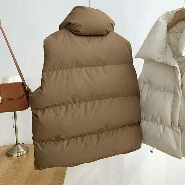 Y2K Style Padded Puff Vest with Drawstring Waist - Women's Streetwear Fashion