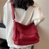 Y2K Style Red Canvas Tote Bag for Women - Streetwear Shoulder Shopping Bag