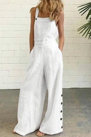 Y2K Style Sleeveless Wide Leg Jumpsuit with Pockets