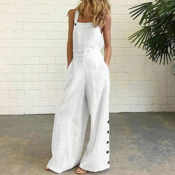 Y2K Style Sleeveless Wide Leg Jumpsuit with Pockets