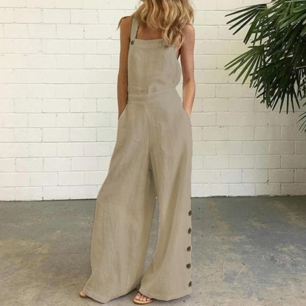 Y2K Style Sleeveless Wide Leg Jumpsuit with Pockets